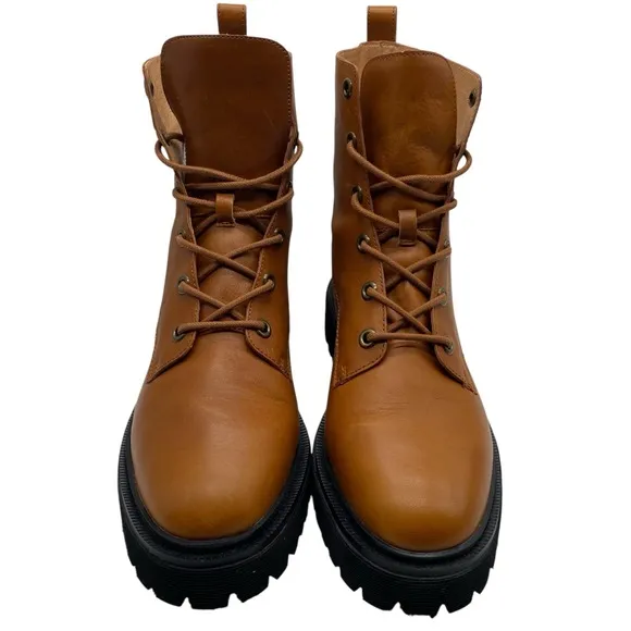 Madewell Womens Shoes Rayna Lace Up Boot Sz 11 Brown Leather Mid-Calf Casual Lug