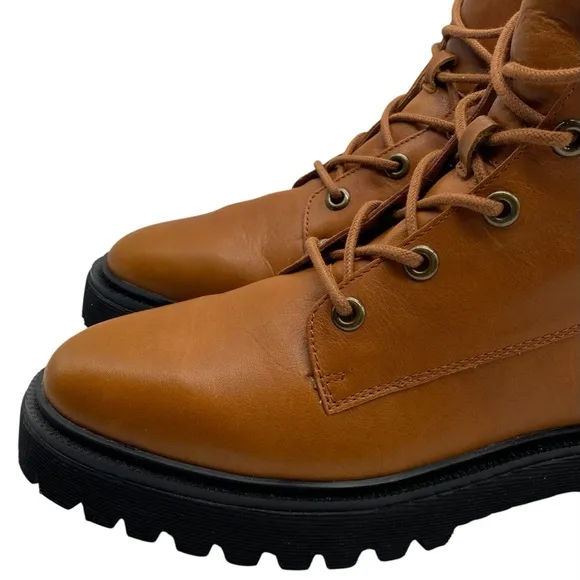 Madewell Womens Shoes Rayna Lace Up Boot Sz 11 Brown Leather Mid-Calf Casual Lug