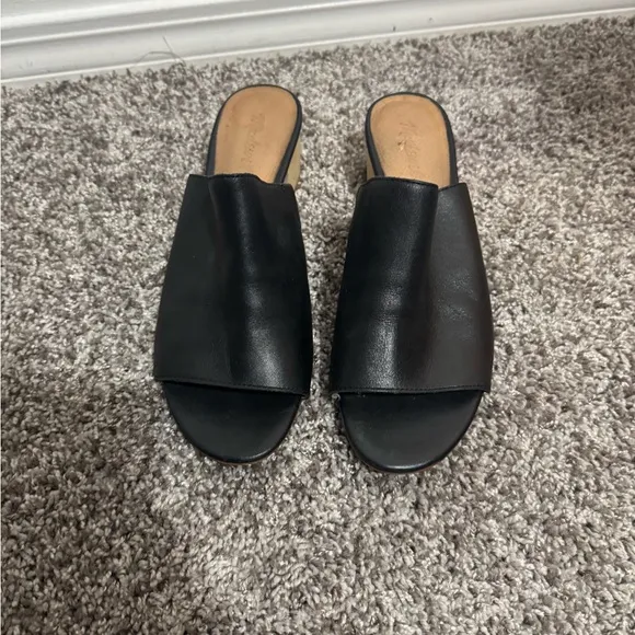 Madewell Women’s The Devon Open-Toe Leather Heeled Sandal Mules – Size 9
