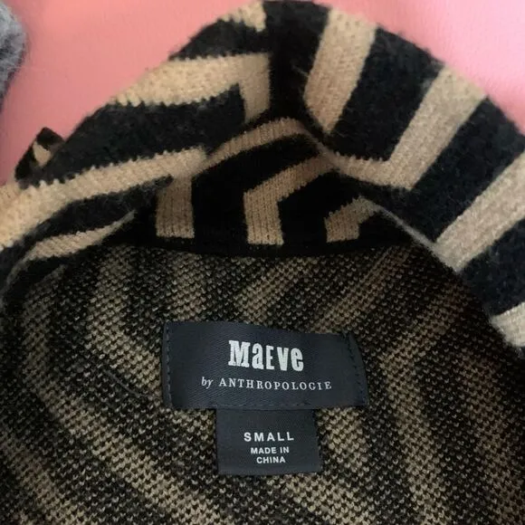 Maeve Anthropologie Kalinda Geometric Jacket black and beige size small