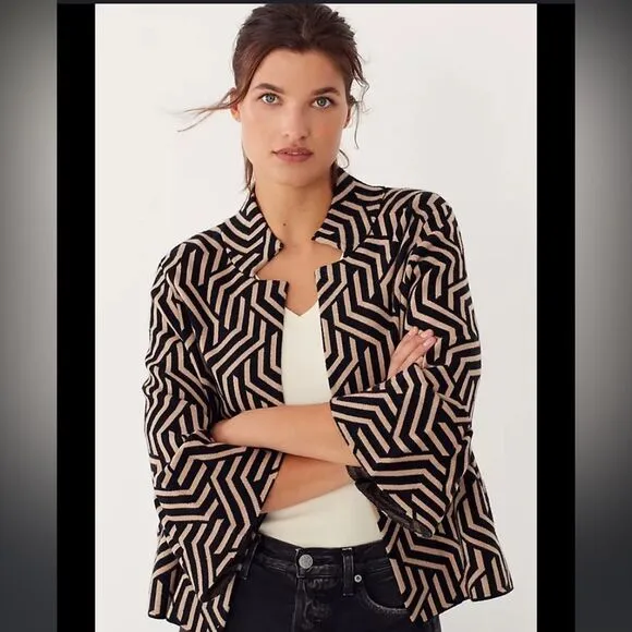 Maeve Anthropologie Kalinda Geometric Jacket black and beige size small