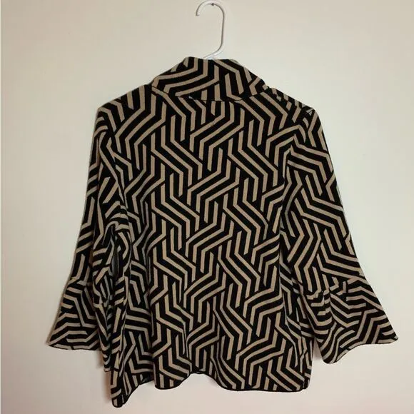 Maeve Anthropologie Kalinda Geometric Jacket black and beige size small
