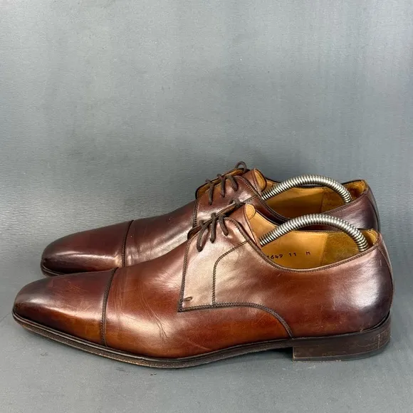 Magnanni brown leather cap-toe Oxford dress shoes men’s size 11