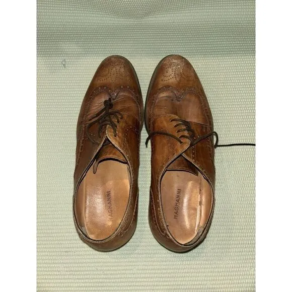 Magnanni Brown Leather Wingtip Oxfords Men's Size 10M Dress Shoes 18798