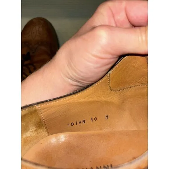 Magnanni Brown Leather Wingtip Oxfords Men's Size 10M Dress Shoes 18798