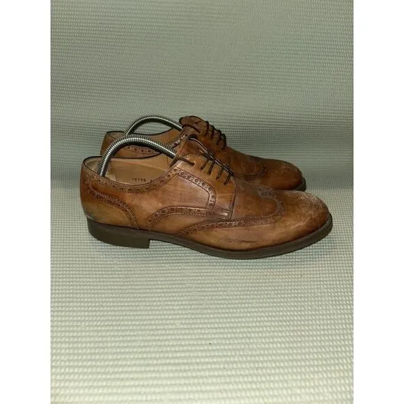 Magnanni Brown Leather Wingtip Oxfords Men's Size 10M Dress Shoes 18798