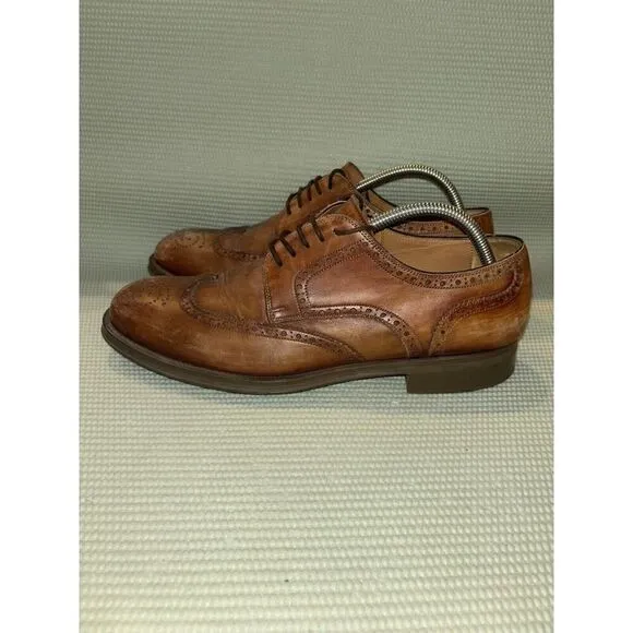 Magnanni Brown Leather Wingtip Oxfords Men's Size 10M Dress Shoes 18798