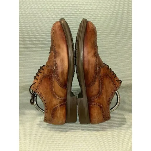 Magnanni Brown Leather Wingtip Oxfords Men's Size 10M Dress Shoes 18798