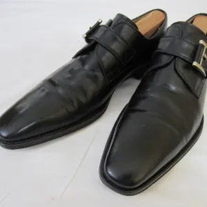 MAGNANNI MARCO Black Leather Single Monk Strap Shoes