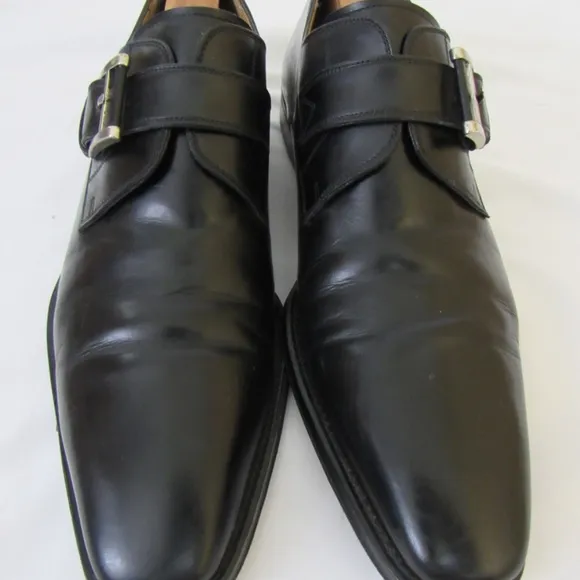 MAGNANNI MARCO Black Leather Single Monk Strap Shoes