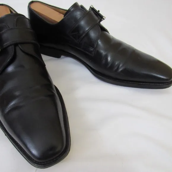 MAGNANNI MARCO Black Leather Single Monk Strap Shoes