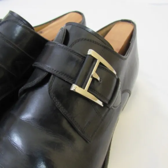 MAGNANNI MARCO Black Leather Single Monk Strap Shoes