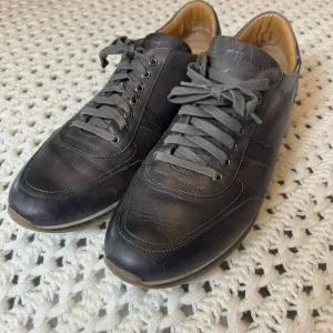 Magnanni Pueblo Men 11.5 Low Top Sneakers, Black Leather, Casual Lace-Up Shoes M