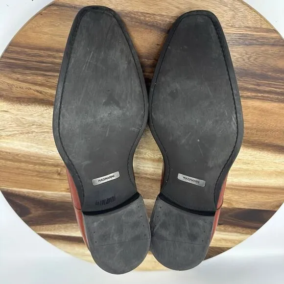 Magnanni Shoes Miro Double Monk Strap Men’s 12 Leather Cognac Loafer Dress Shoes