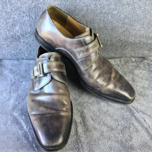Magnanni Single Monk Strap Men's Dress Shoes Size 10 Brown/Gray