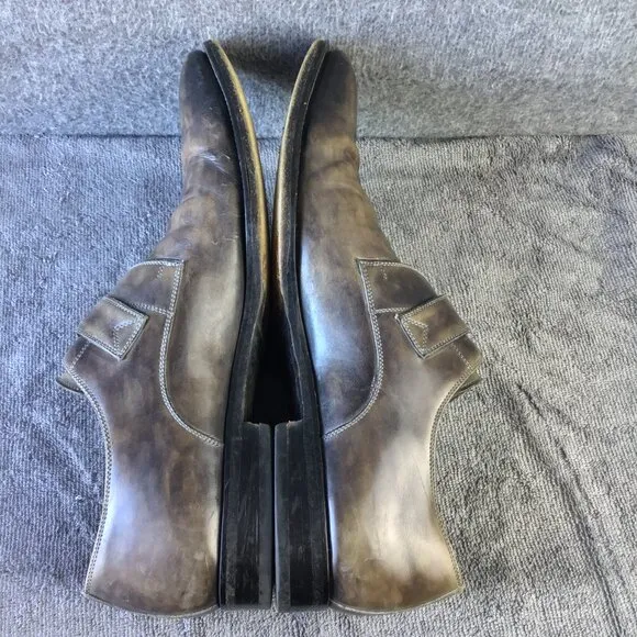 Magnanni Single Monk Strap Men's Dress Shoes Size 10 Brown/Gray