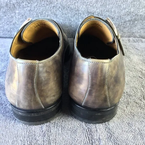 Magnanni Single Monk Strap Men's Dress Shoes Size 10 Brown/Gray