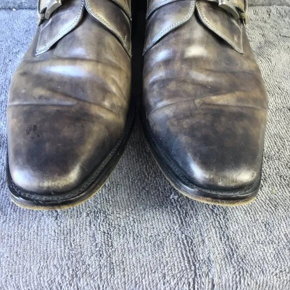 Magnanni Single Monk Strap Men's Dress Shoes Size 10 Brown/Gray