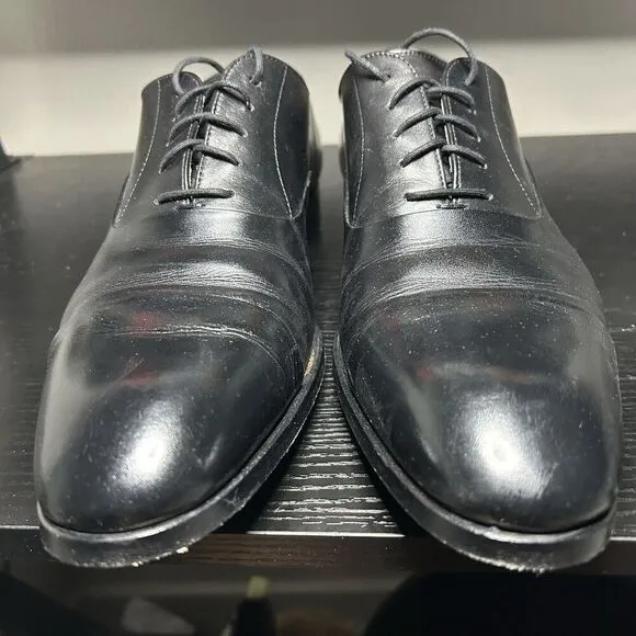 Magnanni Flex Mens Size 12 Black Leather Dress Shoes Cap Toe