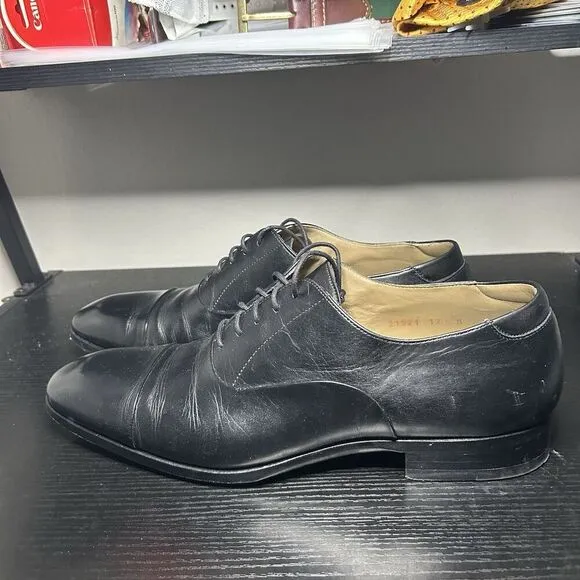 Magnanni Flex Mens Size 12 Black Leather Dress Shoes Cap Toe