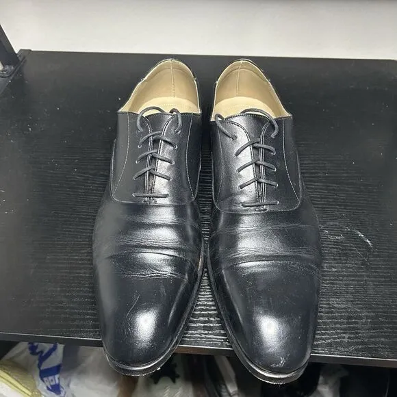 Magnanni Flex Mens Size 12 Black Leather Dress Shoes Cap Toe