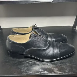 Magnanni Flex Mens Size 12 Black Leather Dress Shoes Cap Toe