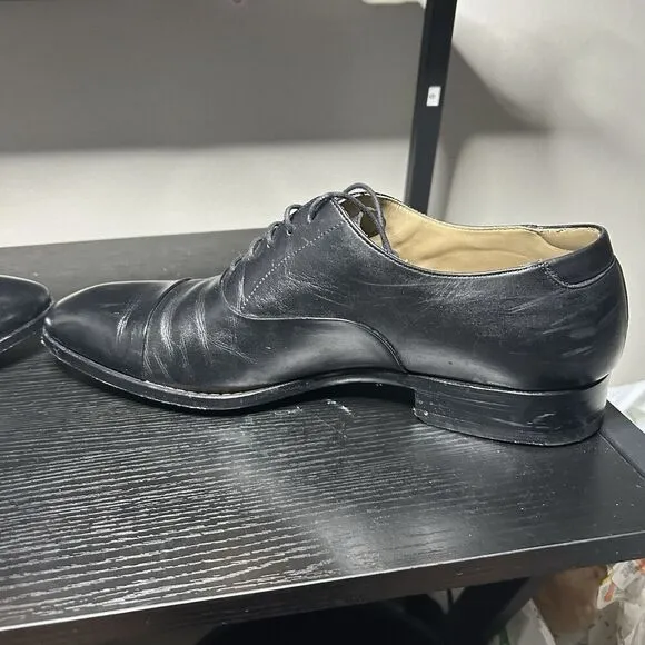 Magnanni Flex Mens Size 12 Black Leather Dress Shoes Cap Toe