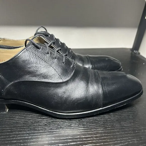 Magnanni Flex Mens Size 12 Black Leather Dress Shoes Cap Toe