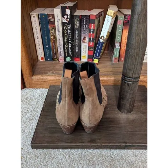 Maje Fiesty Brown Suede Studded Chelsea Boho Boots Women’s EU 37 U.S. 7