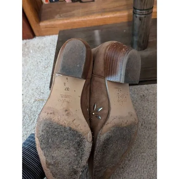 Maje Fiesty Brown Suede Studded Chelsea Boho Boots Women’s EU 37 U.S. 7