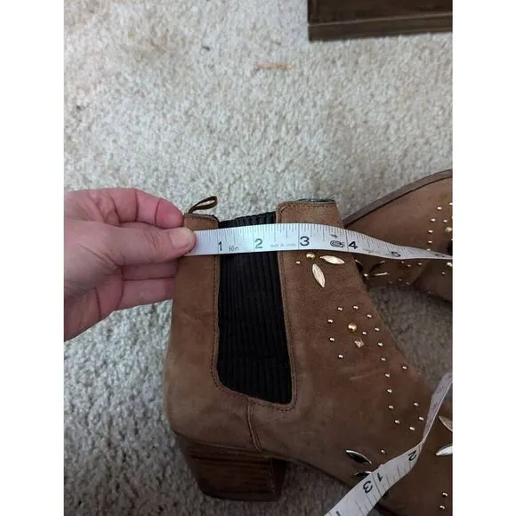 Maje Fiesty Brown Suede Studded Chelsea Boho Boots Women’s EU 37 U.S. 7