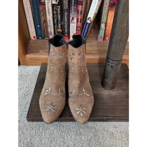 Maje Fiesty Brown Suede Studded Chelsea Boho Boots Women’s EU 37 U.S. 7