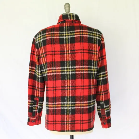 MALE DUDS wool linen Buffalo plaid tartan check red shirt shacket Flannel M