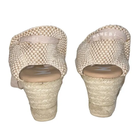 Manebi White/Tan Espadrille Sandals, Size 9