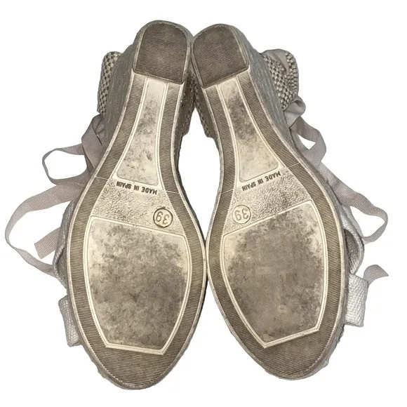 Manebi White/Tan Espadrille Sandals, Size 9