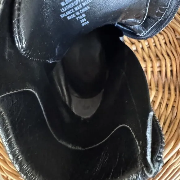 Marc Fisher Dante Black Leather Silver Multi Buckle Almond Toe Ankle Boots