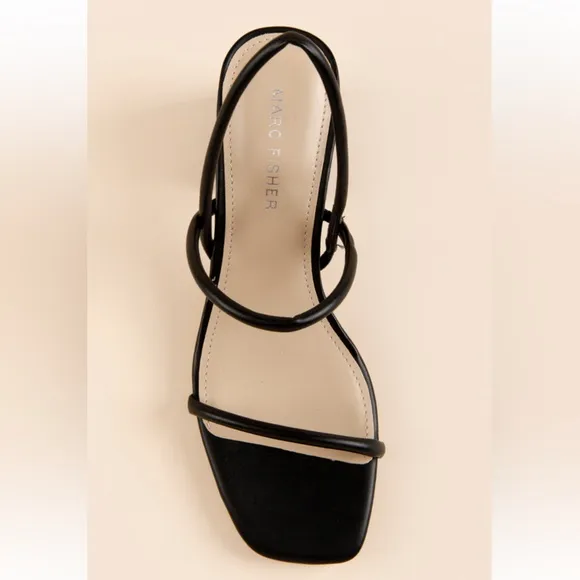 Marc Fisher Galvin Black Block Heel Strappy Sandals Size 10 Classic Luxury Boho