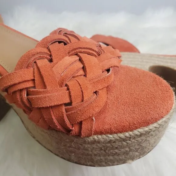 Marc Fisher Odelia Orange Braided Chunky Espadrille Sandals Size 9.5
