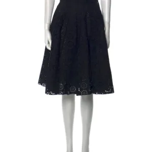 MARC JACOBS eyelet pleated cotton skirt black knee length cottage core Medium
