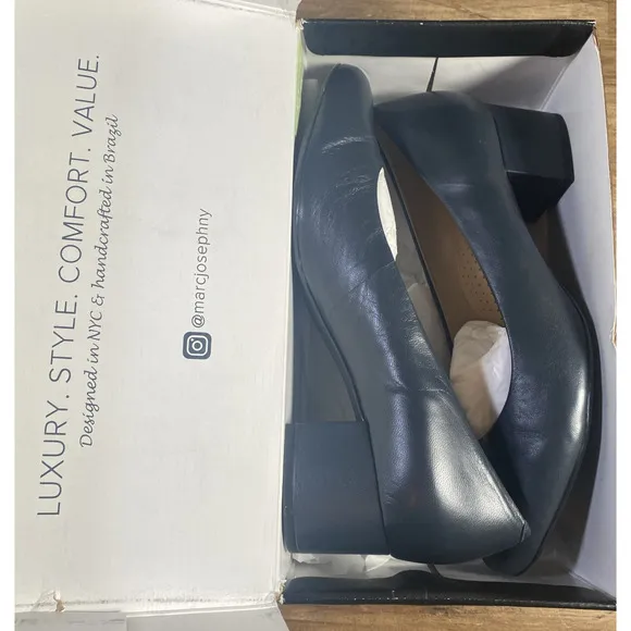 MARC JOSEPH NEW YORK Broad Street Navy Napa Leather Pump Made in Brazil RT155 10