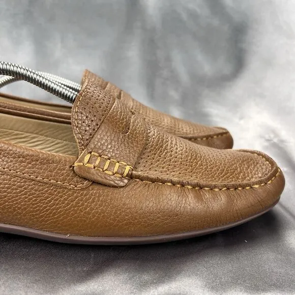 Marc Joseph NY Union Street Loafers Men's 12 Cognac Leather Brazil Driving Shoes
