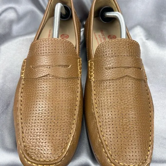 Marc Joseph NY Union Street Loafers Men's 12 Cognac Leather Brazil Driving Shoes
