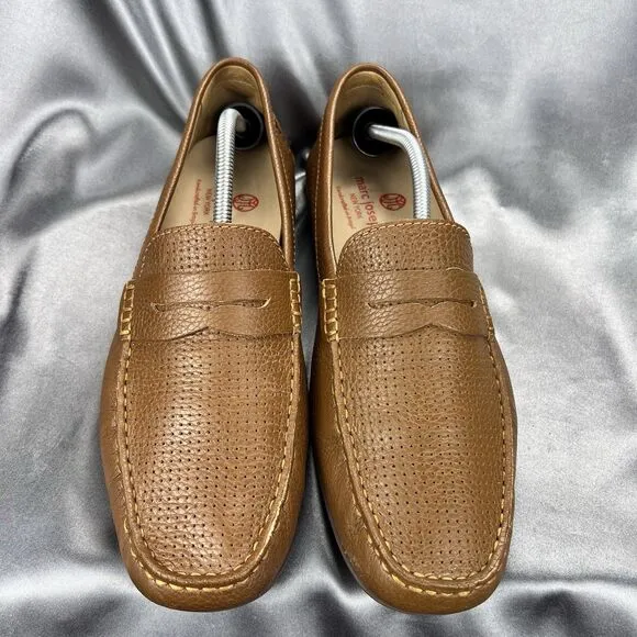 Marc Joseph NY Union Street Loafers Men's 12 Cognac Leather Brazil Driving Shoes