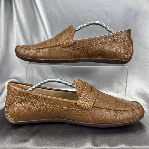 Marc Joseph NY Union Street Loafers Men's 12 Cognac Leather Brazil Driving Shoes