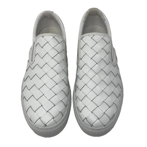 MARC FISHER Calla Woven Leather Slip-On Platform Fashion Sneaker Tennis Shoes
