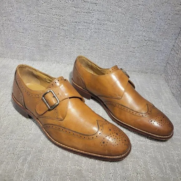 Marco Vittorio Men's Size 10.5 US Brown Italian Leather Side Buckle Dress Shoes