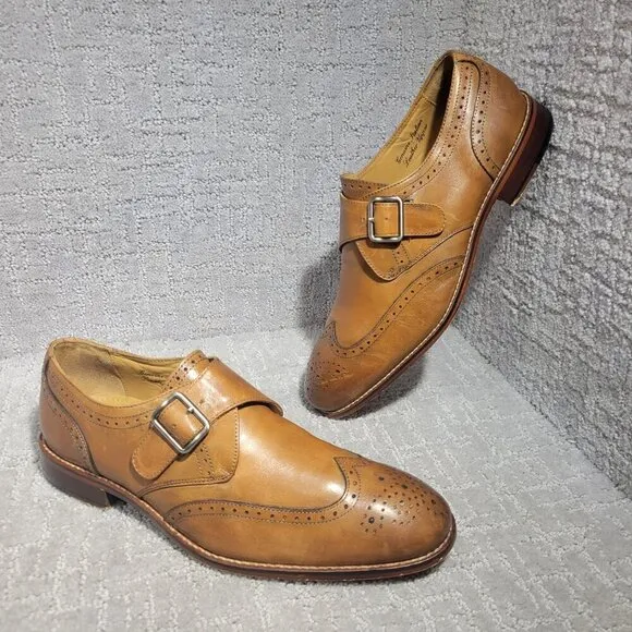 Marco Vittorio Men's Size 10.5 US Brown Italian Leather Side Buckle Dress Shoes