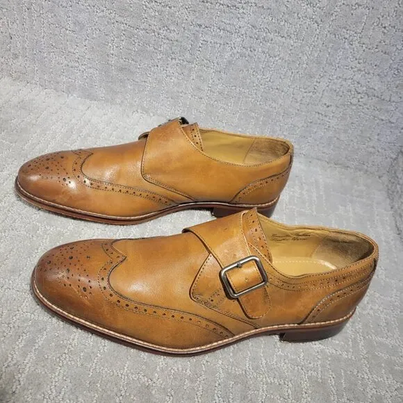 Marco Vittorio Men's Size 10.5 US Brown Italian Leather Side Buckle Dress Shoes