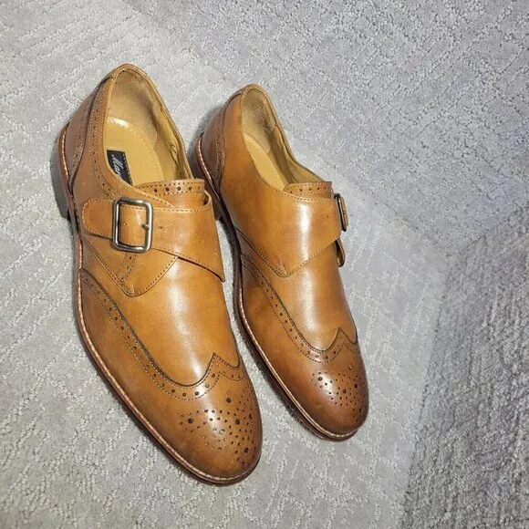 Marco Vittorio Men's Size 10.5 US Brown Italian Leather Side Buckle Dress Shoes