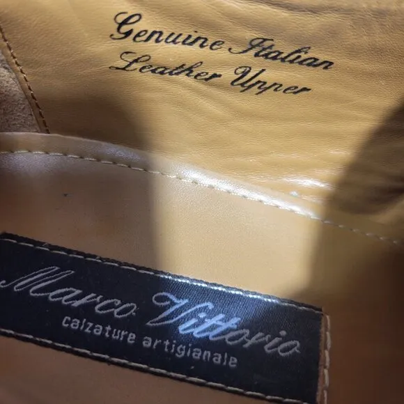 Marco Vittorio Men's Size 10.5 US Brown Italian Leather Side Buckle Dress Shoes